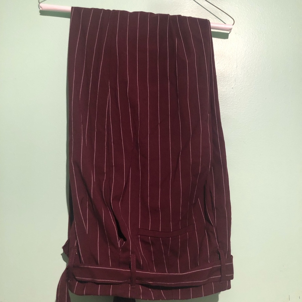 Forever 21 maroon and white pinstripe pants